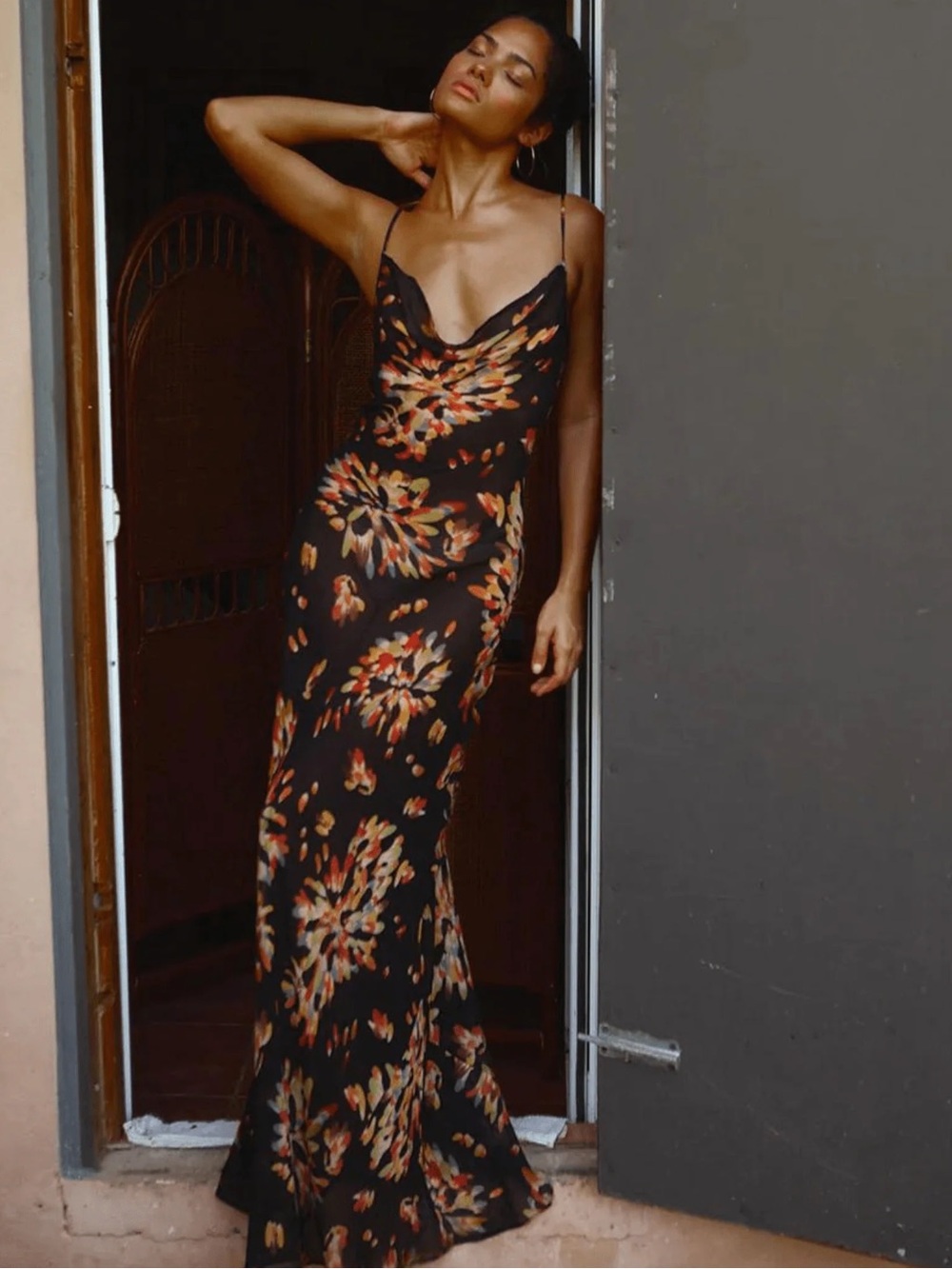 New Rat & Boa Catarina Dress Long Maxi Gown Black Floral Small
